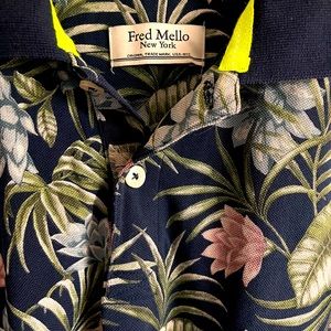 Tropical print polo shirt
